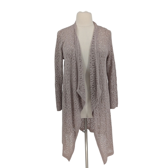 19884 Torrid Crochet Knit Open Front Duster Sweater Tan size 2X bohemian fall - Picture 1 of 7